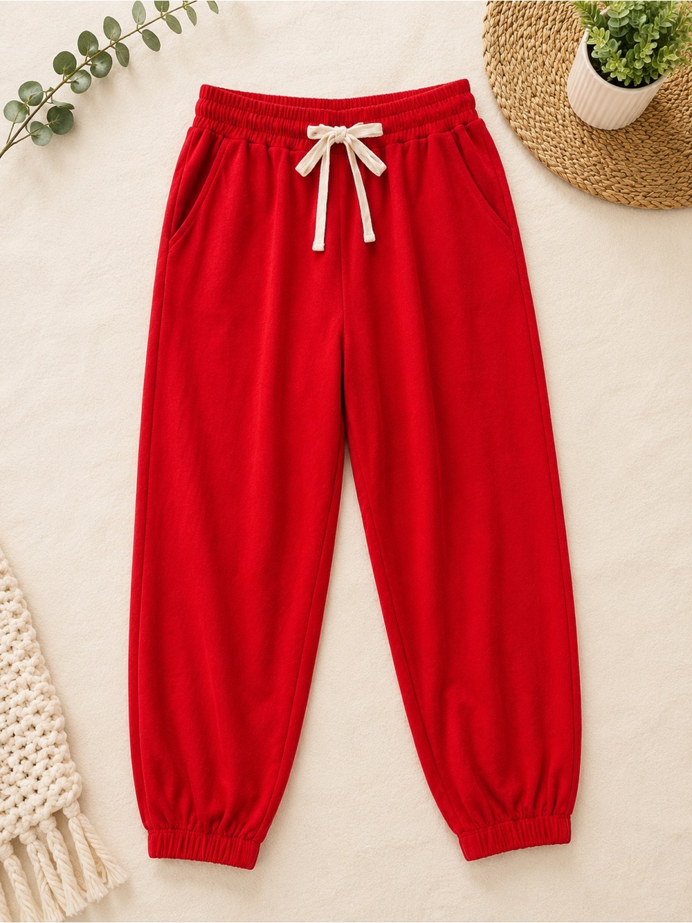 Automet Red Jogger Sweatpants Women’s XL Drawstring Elastic Waist Casual Lounge